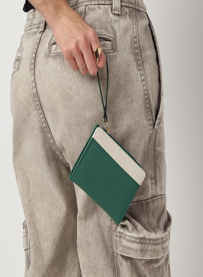 fastrack MiniClick Olive Women’s Wallet | Faux-Leather Bi-Fold with Card Slots, Zipper Pocket & Snap Button | Handy Strap - Image 3